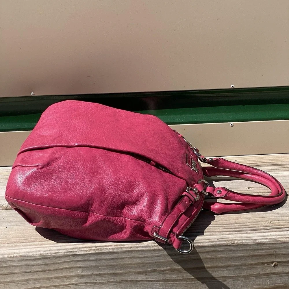 Coach Madison Lindsey Satchel 18641 Pink Ruby Leather Shoulder Bag